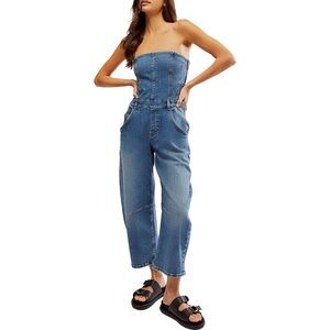 We The Free Je Suis Pret Barrel Jumpsuit Free People Blue Size: S